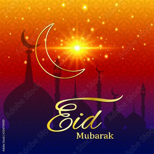 Eid Mubarak festival or Eid Al Fitr Template Design Background.Holy Day for Muslim and Islamic People.Suitable for poster, banner, campaign, and greeting card.Vector Illustration