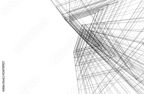 abstract buildings, architectural drawing 3d