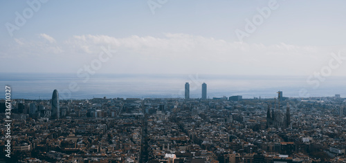 Panorama of a view of above Barcelona city
