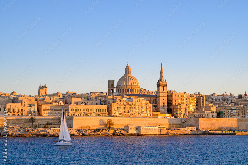 View of the Valletta seafront from Sliema,Malta