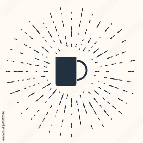 Grey Coffee cup icon isolated on beige background. Tea cup. Hot drink coffee. Abstract circle random dots. Vector Illustration