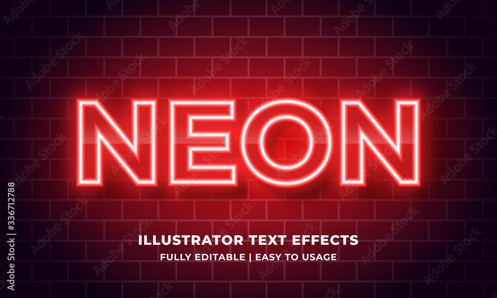 Red Neon 3d Text Effect