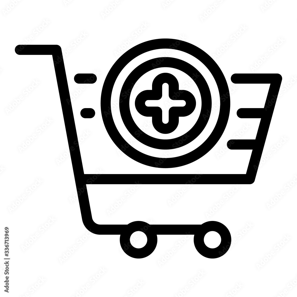 Trolley shop cart icon. Outline trolley shop cart vector icon for web design isolated on white background Trolley shop cart icon. Outline trolley shop cart vector icon for web design isolated on white background