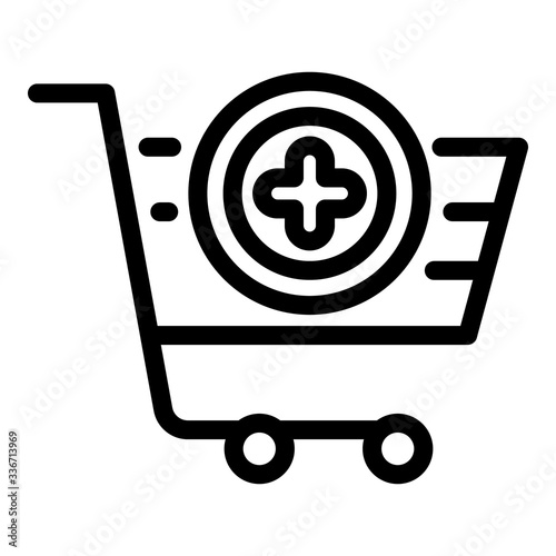 Trolley shop cart icon. Outline trolley shop cart vector icon for web design isolated on white background