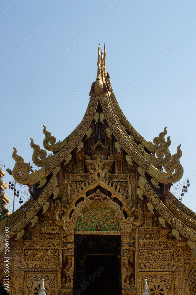 A beautiful view of buddhist temple Wat Saeng Kaew at Chiang Rai, Thailand.