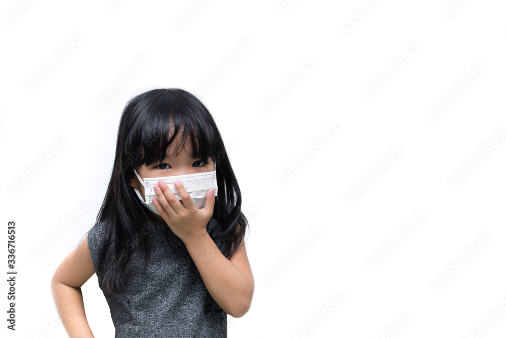Asian cute little girl wear mask on white background,A girl wearing protection medical mask covid-19 or coronavirus from Infected person,corona protected Help protect For world Asian cute little girl wear mask on white background,A girl wearing protection medical mask covid-19 or coronavirus from Infected person,corona protected Help protect For world