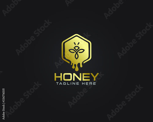 Honey melissa Witness and bee logo design template
