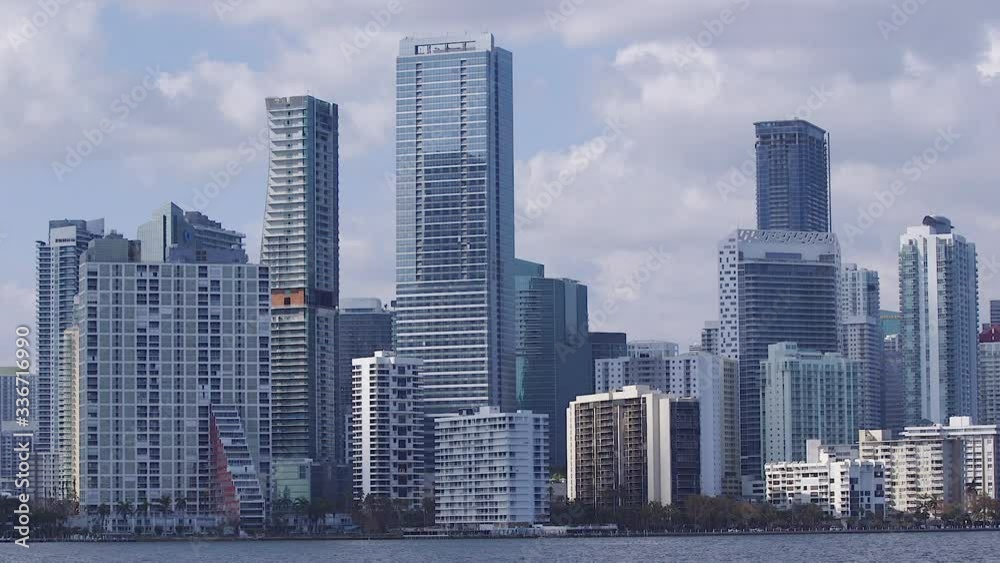 The skyline of Downtown Miami Florida. Wide Establishing Shot. Buildings filling the frame The skyline of Downtown Miami Florida. Wide Establishing Shot. Buildings filling the frame