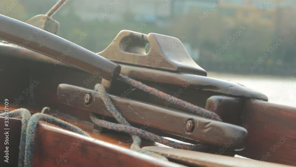 Old traditional wooden sail boat detail in harbor Old traditional wooden sail boat detail in harbor