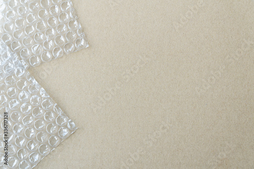 cardboard and bubble wrap for packing orders.