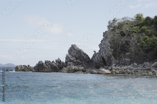 Rocky shore on a island in the sea close to Linapacan, Philippines