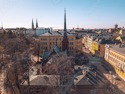 Picturesque sea landscape. Clear sunny day, aerial photography. helsinki. John's Church photo