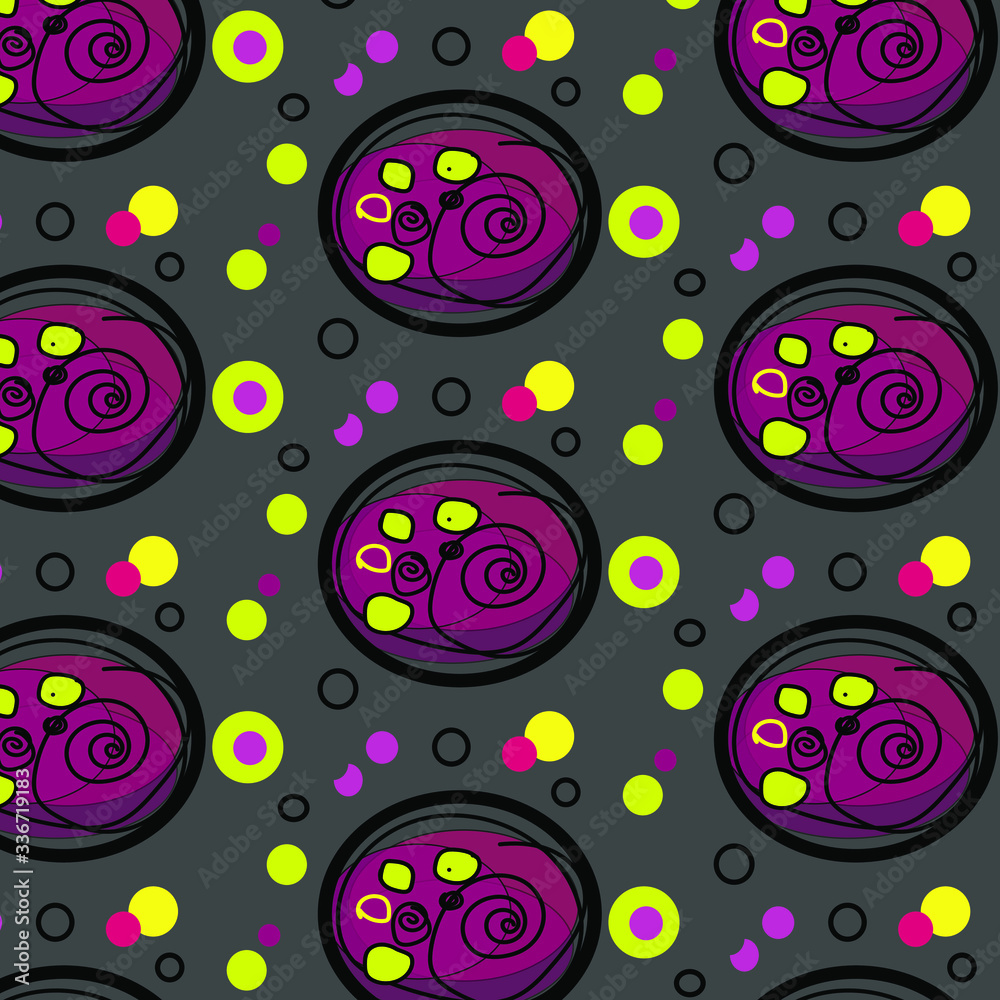 Pattern. On a gray dark background circles and ovyly. Abstraction. Wallpaper. The cloth. Brown paper. Wrapping paper.
Pattern. On a gray dark background circles and ovyly. Abstraction. Wallpaper. The cloth. Brown paper. Wrapping paper.