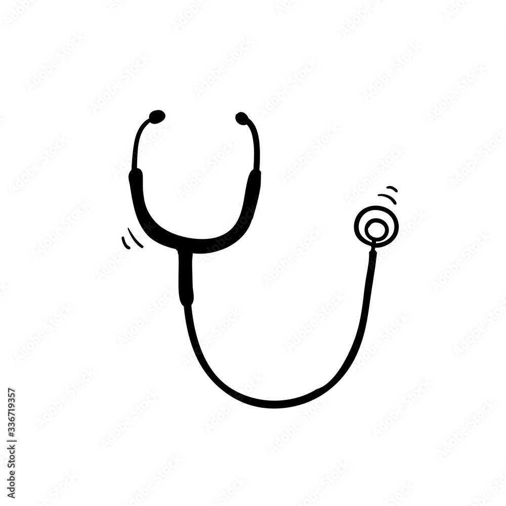 hand drawn stethoscope icon illustration with doodle style cartoon vector hand drawn stethoscope icon illustration with doodle style cartoon vector