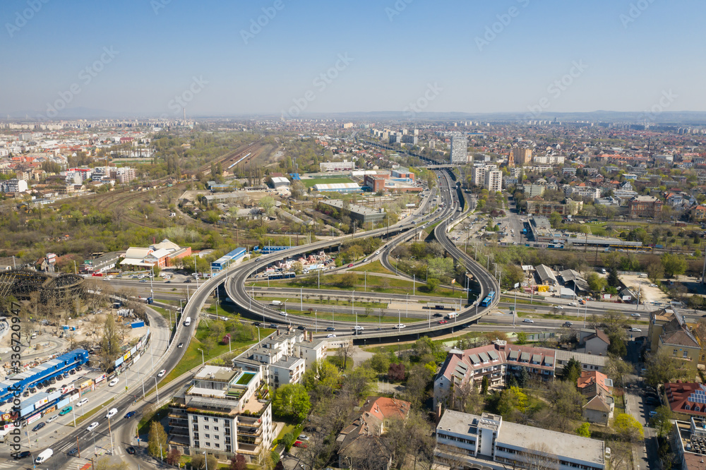 M3 motorway aerial, in Budapest, Hungary.