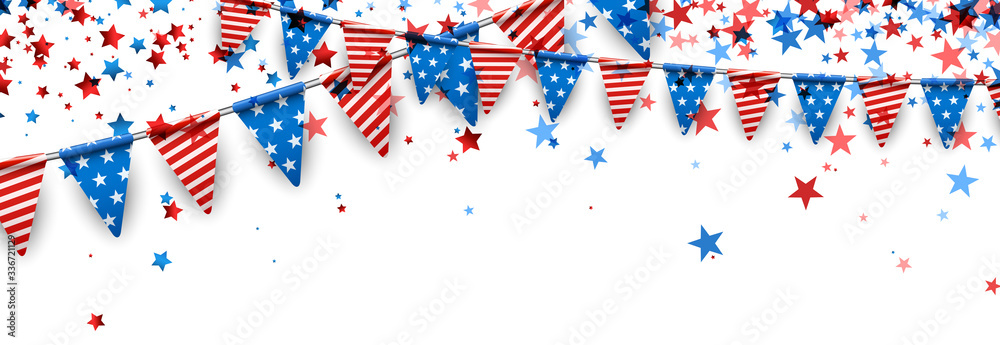 Fototapeta premium American colors triangle flags garland.