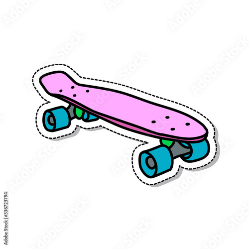 penny board doodle icon, vector illustration