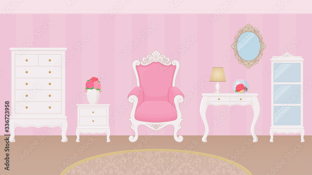 お姫様の部屋の背景イラスト 16 9 Stock Vector Adobe Stock