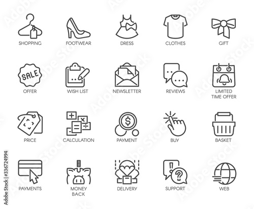 Icons Set Shopping, E-commerce, Department Online Store
