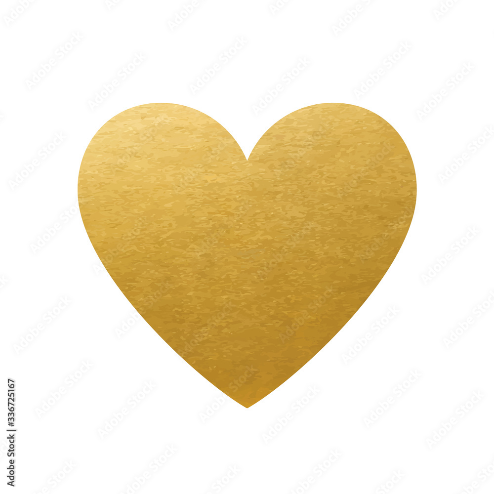 Golden Heart on white Background - Love Symbol Golden Heart on white Background - Love Symbol