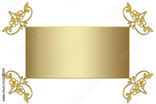 golden banner on metallic background , ornamental baroque frame,