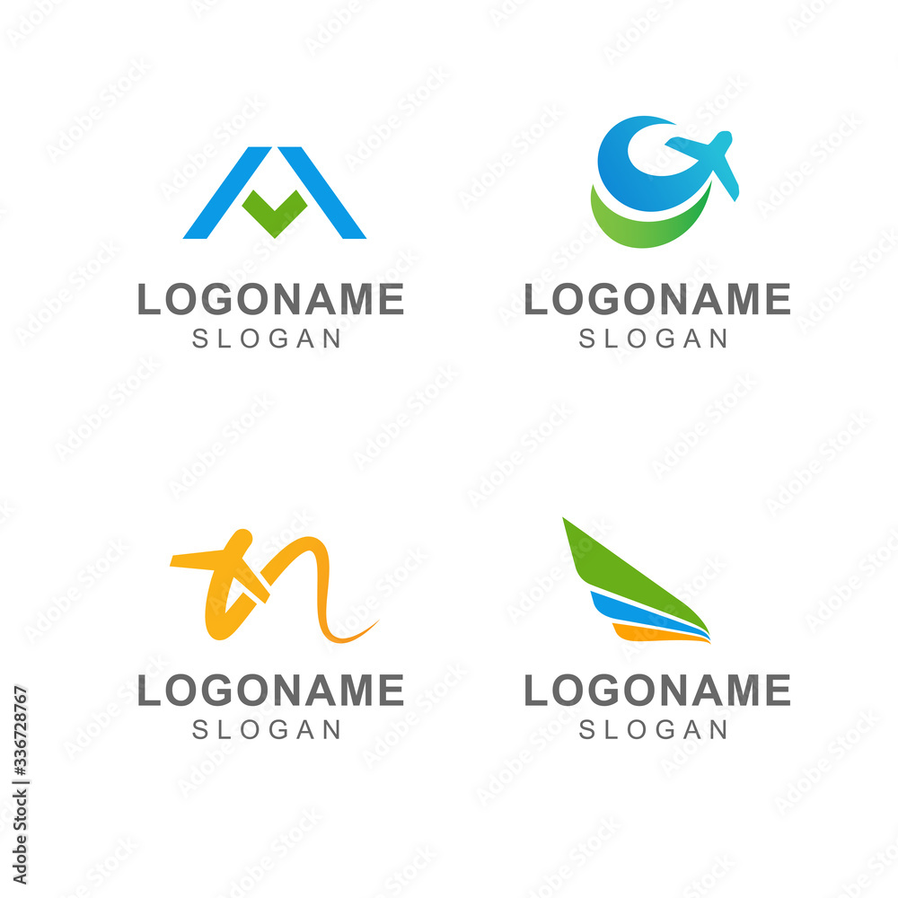 travel logo design with airplane and wing