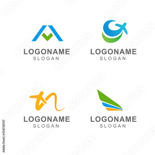 travel logo design with airplane and wing
