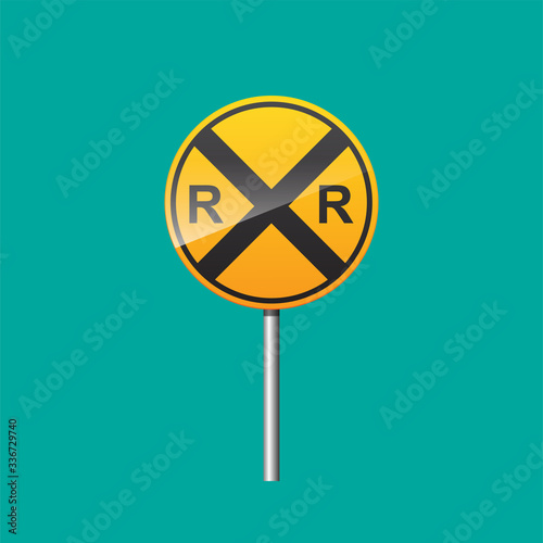 Railroad crossing sign vector illustration.