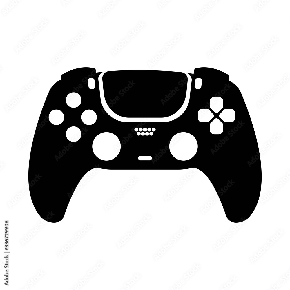 dualsense controller concept design playstation 5, sony, joystick or gamepad  for playing on a console in game, black white silhouette, isolated on a  white background Stock Vector | Adobe Stock