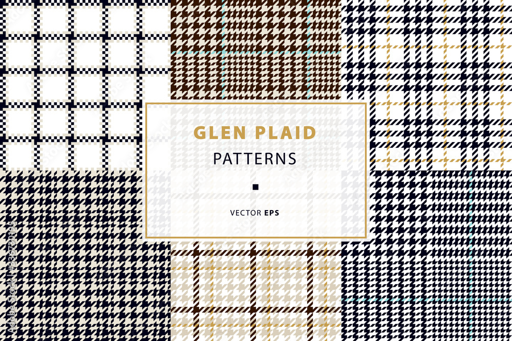 Fototapeta premium Glen and houndstooth seamless patterns