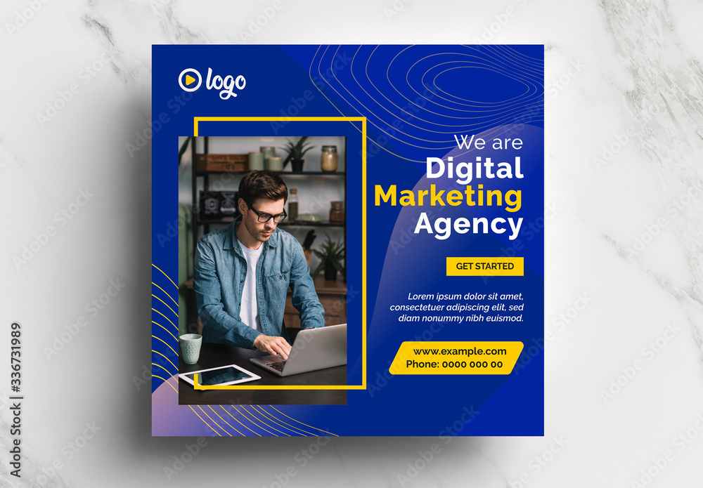 Marketing Social Media Layout for Digital Agency Stock Template | Adobe ...