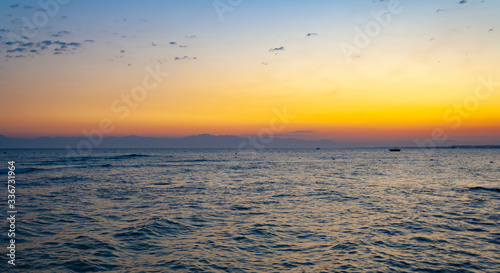 Sea  waves in the evening at sunset