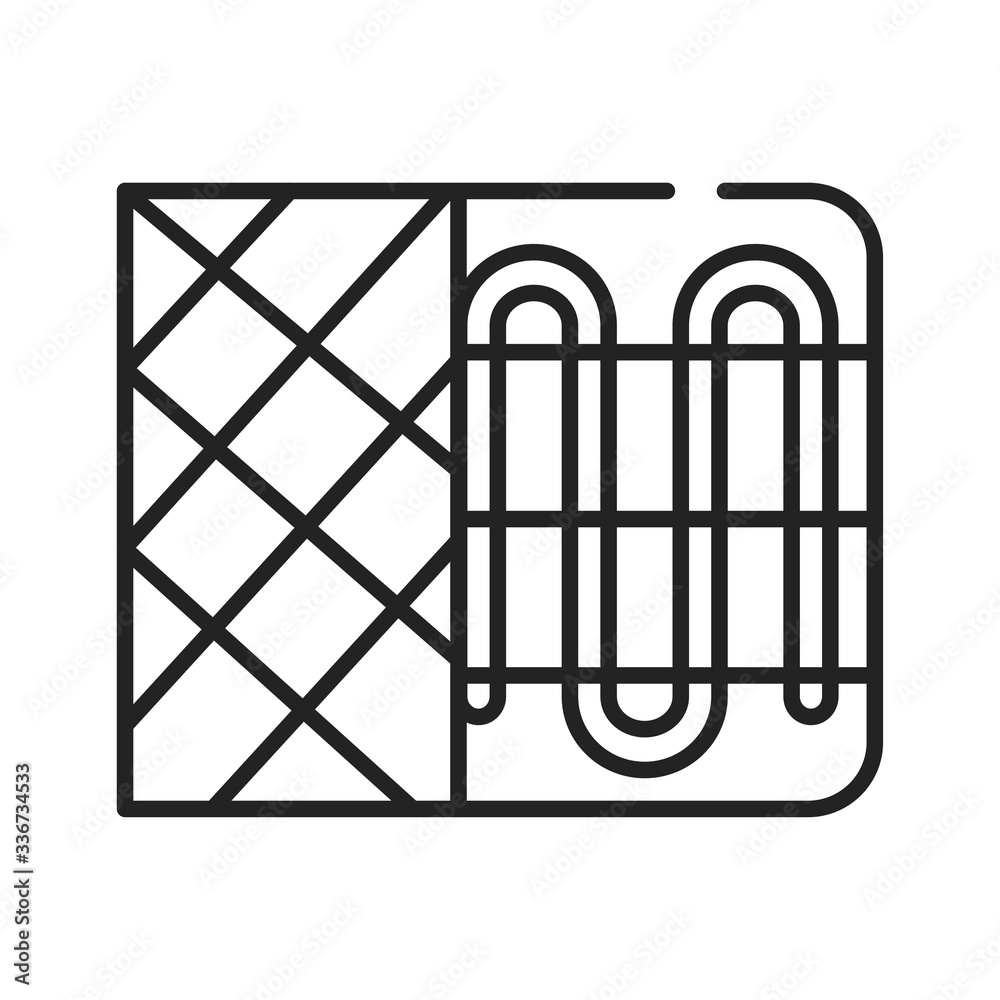 Heater black line icon. Device for supplying heat, for example a radiator or a convector. Pictogram for web page, mobile app, promo. UI UX GUI design element Heater black line icon. Device for supplying heat, for example a radiator or a convector. Pictogram for web page, mobile app, promo. UI UX GUI design element