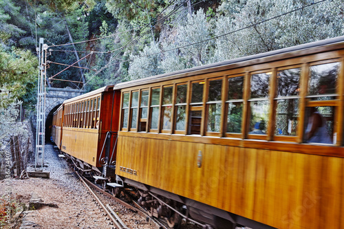 with the old train to soller, mallorca spanish island