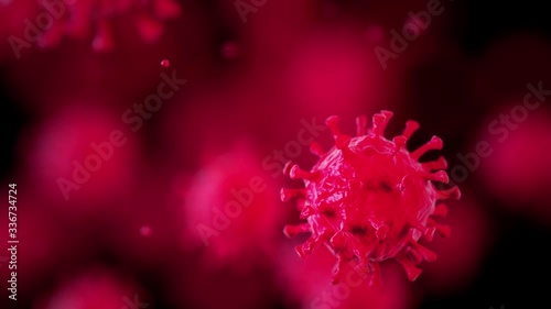 Coronavirus infection medical illustration. Microscope virus close up. COVID-19. 3D rendering.
