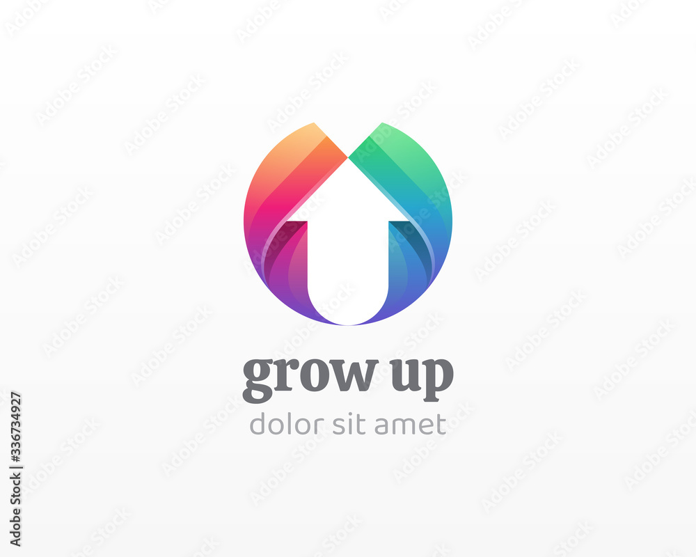 Abstract arrow logo. Creative circle with grow up icon Abstract arrow logo. Creative circle with grow up icon