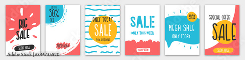 Colorful eye catching social media ads banner collection, Sale website banner template set