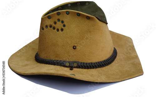 cowboy hat closeup isolated on a white background