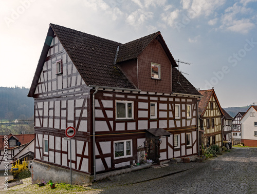 Fachwerkhäuser in Lißberg in der Wetterau, Hessen, Deutschland 