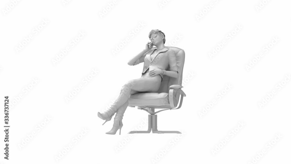 3D rendering of a woman sitting relax and calling isolated on white 3D rendering of a woman sitting relax and calling isolated on white