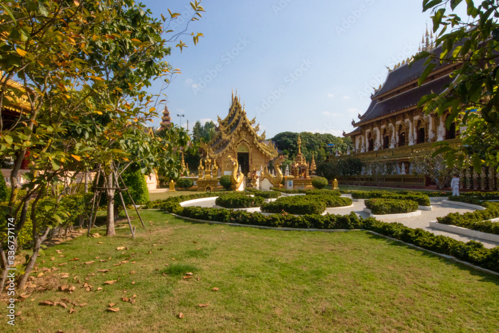 A beautiful view of buddhist temple Wat Saeng Kaew at Chiang Rai, Thailand.