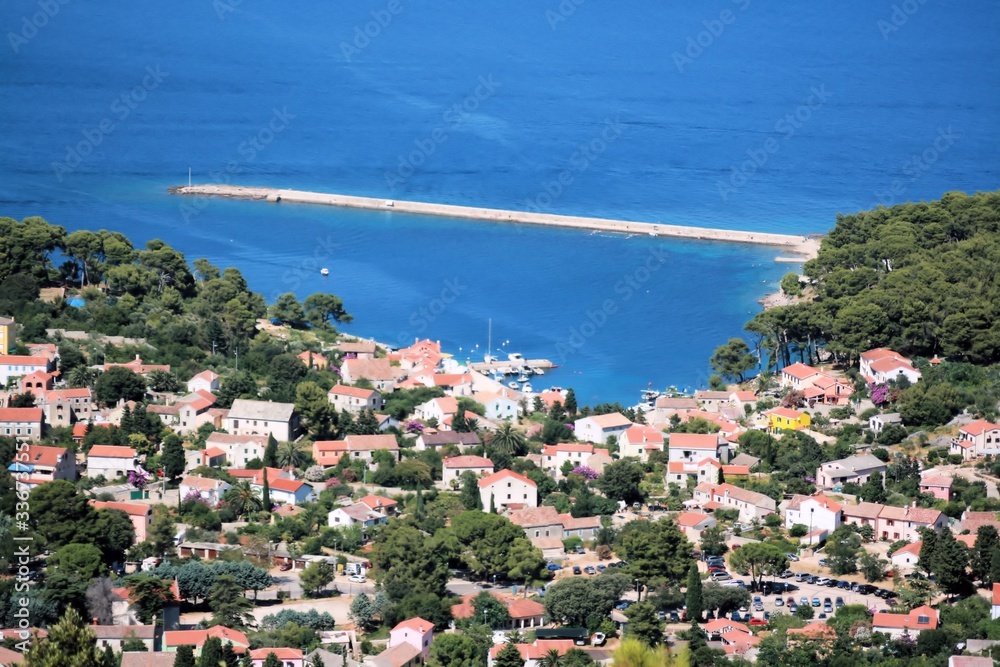 Rovenska seen from a hill, island Losinj, Croatia
