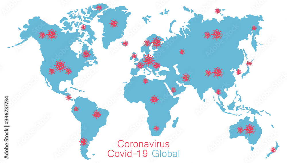 Obraz premium Coronavirus all around the world, the spread of novel coronavirus, Covid-2019, dangerous virus, pandemic