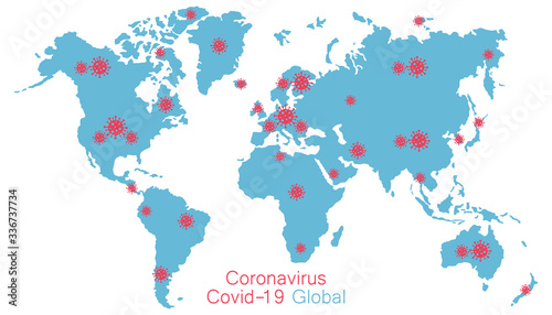 Coronavirus all around the world, the spread of novel coronavirus, Covid-2019, dangerous virus, pandemic