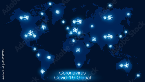 Coronavirus all around the world, the spread of novel coronavirus, Covid-2019, dangerous virus, pandemic