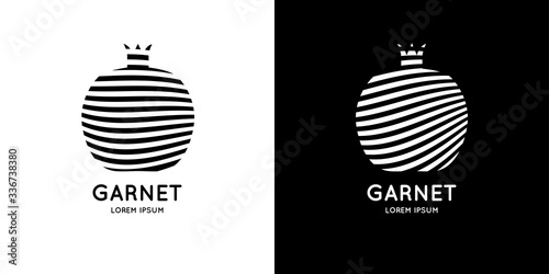 Black and white graphics. The silhouette of a grenade consists of waves. Vector illustration.