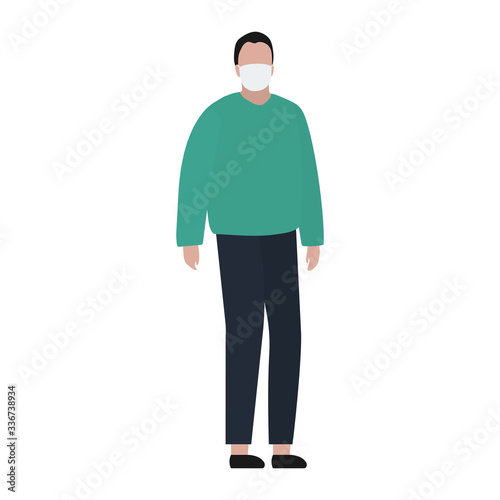 Man in a protective mask against viruses. Fashion trendy illustration, flat design. Pandemic and epidemic of coronavirus in the world