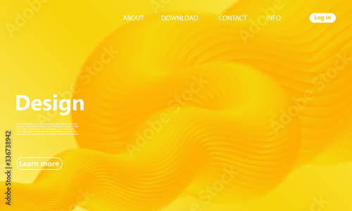 Yellow. Landing Page. 3d Fluid Poster. Vector.