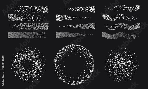 Set Universal Halftone Geometric Shapes For Design Black And White Color