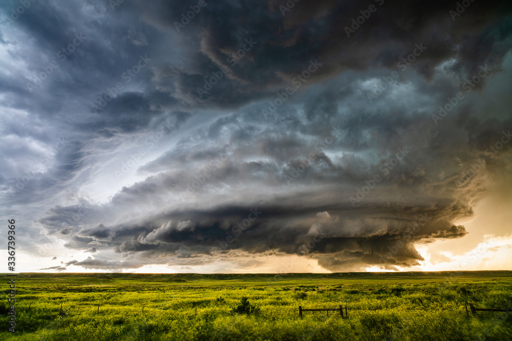 Supercell thunderstorm with dramatic storm clouds Supercell thunderstorm with dramatic storm clouds